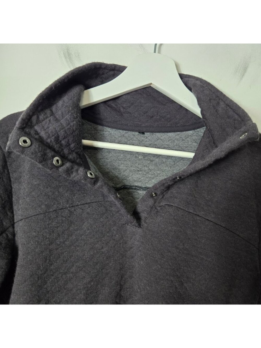 Kuhl Size M Argenta Merino Wool Blend Long Sleeve Sweatshirt Dress Gray Quilted - Picture 7 of 12